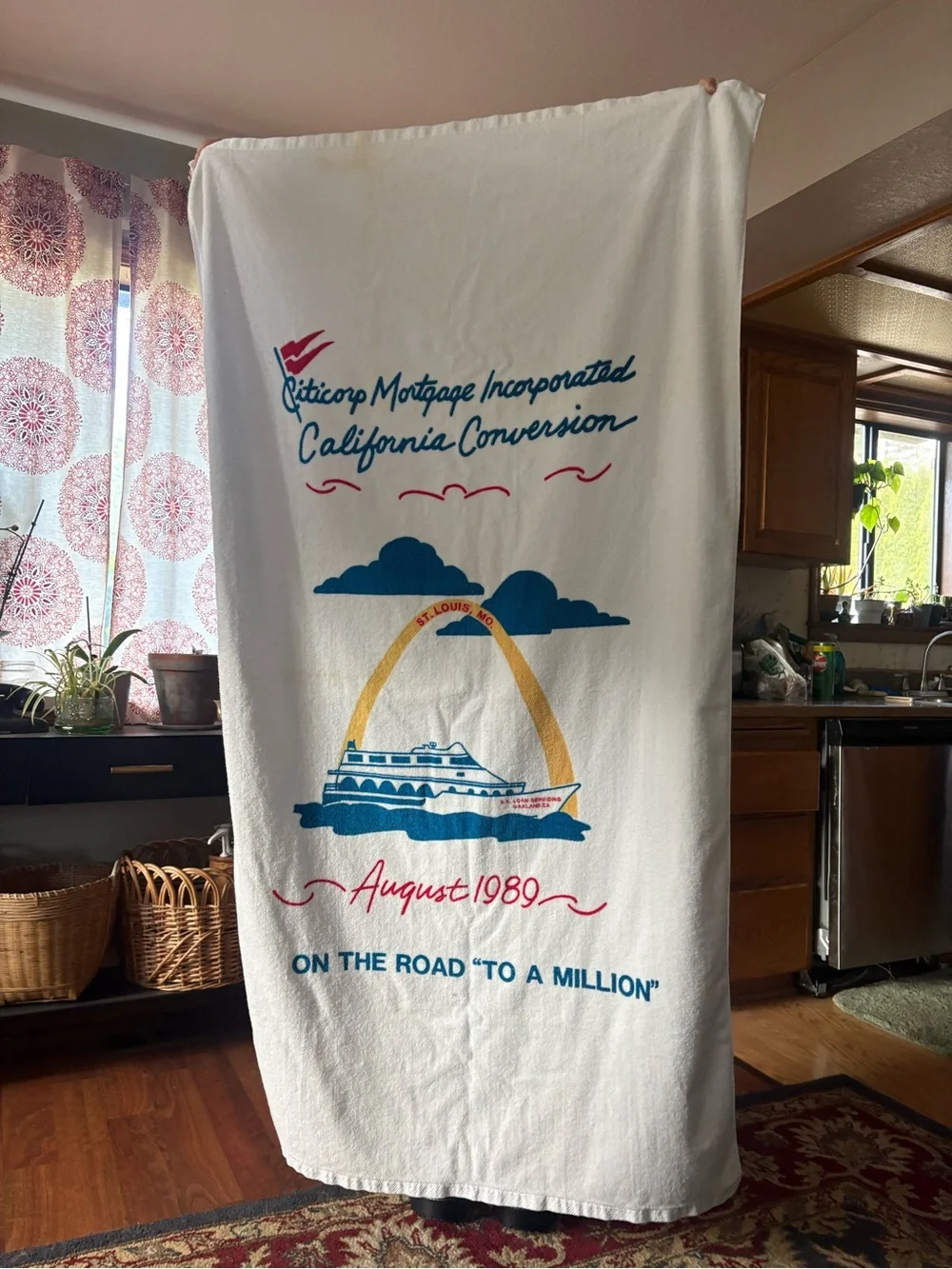 Vintage 80s Oversized Beach Towel Cruise Ship Citicorp Advertising St. Louis MO